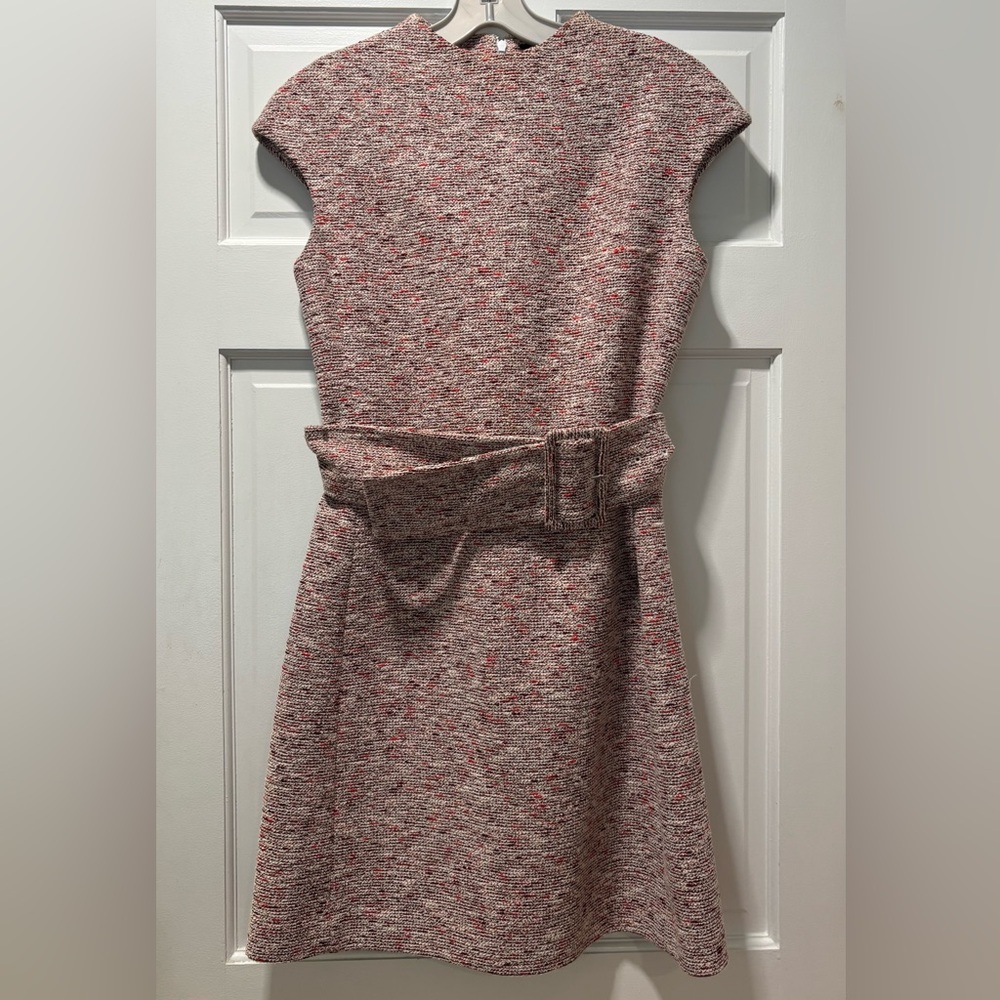 Theory Red and Cream Tweed Mini Dress